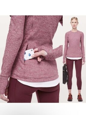 Lululemon runderful long sleeve shirt in heathered misty Merlot